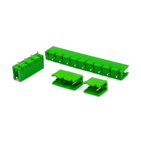 Conector Verde Multipolar STLZ960 Macho 180º (Vertical) Com as Laterais Abertas - Passo 7,62mm - 2 a 10 Vias - Phoenix Mecano