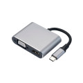 Adaptador Hub 4 em 1 - Tipo-C para HDMI + VGA + USB3.0 Pd