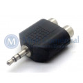 Plug adaptador RCA Estéreo Fêmea Duplo para P2 Estéreo Macho - JL0205
