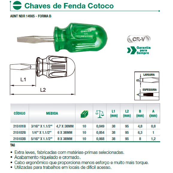 Chave de Fenda cotoco 3/16