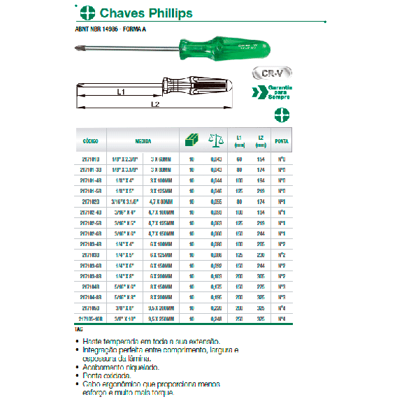 Chave Phillips ergonomica N4  3/8