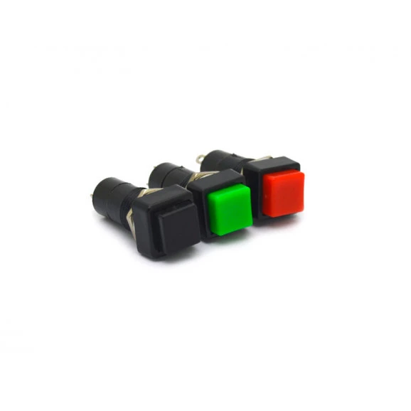 Chave Push-Button com 2 Terminais e com Trava Normalmente Aberta Liga/Desliga 3A/250Vac - PT/VD/VM - PBS-12A