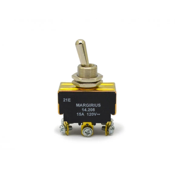 Chave Alavanca Metálica Bipolar 15A/120V 14.208 Liga/(Liga) Momentânea A1B1P1Q - Margirius