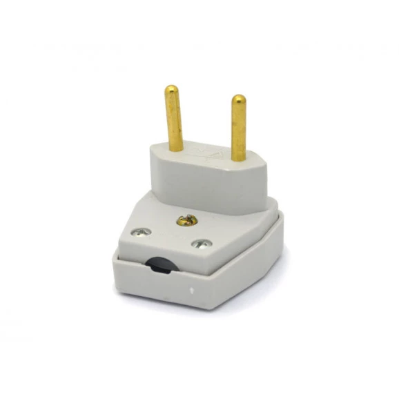 Plug Tomada Desmontável Macho 90º 2P 10A/250V Cinza - Ref.1670 - Daneva