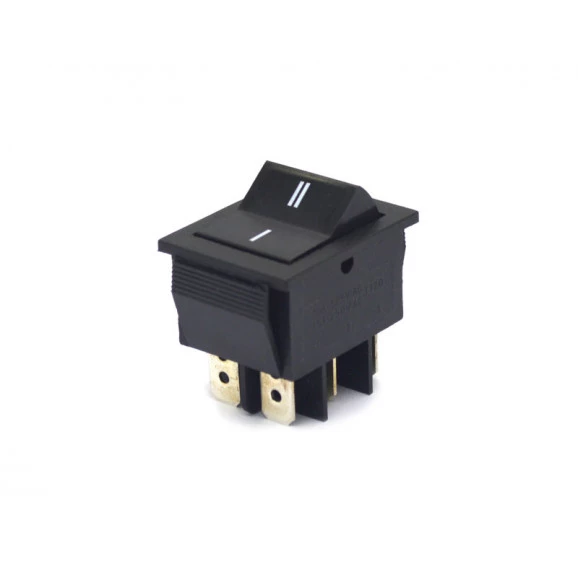 Chave Gangorra / Tecla com 6 Terminais DPDT Liga/Liga Tecla Preta - RS-202-2B7 - Jietong 