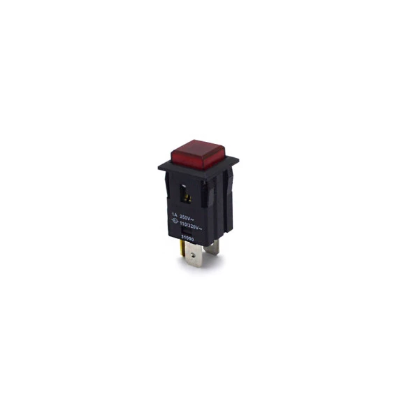 Chave Push-Button Unipolar sem Trava com Led Cor Vermelha Quadrada 1A/250V (Liga)/Desliga 31.127 M1FT2FE3S - Margirius