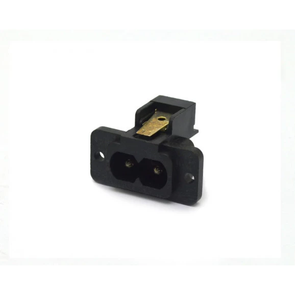 Tomada para Chassis para Soldar com 2 Terminais cor Preto - 30273
