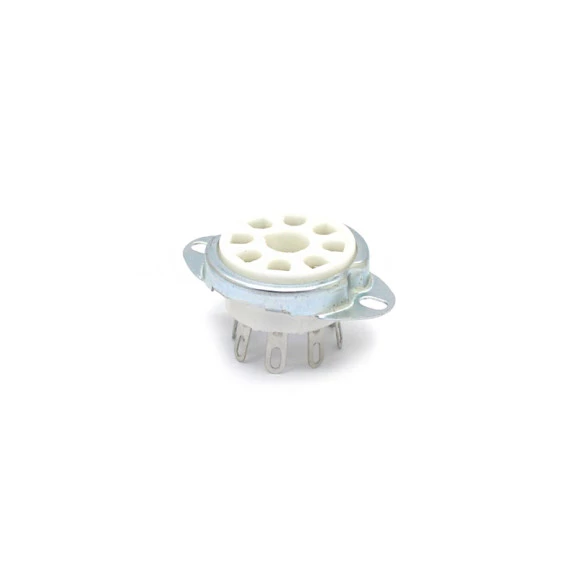Soquete para Válvula de 8 Pinos (Octal) Cerâmico com Anel de Fixação (Solda Fio) - 8PINF
