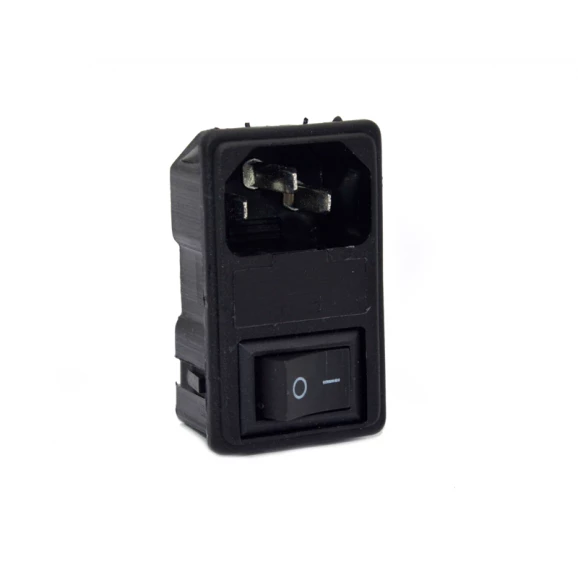 Tomada AC Macho com Chave Liga/Desliga e Porta Fusível para Montagem em Painel - EX2153PT - Exatronic 