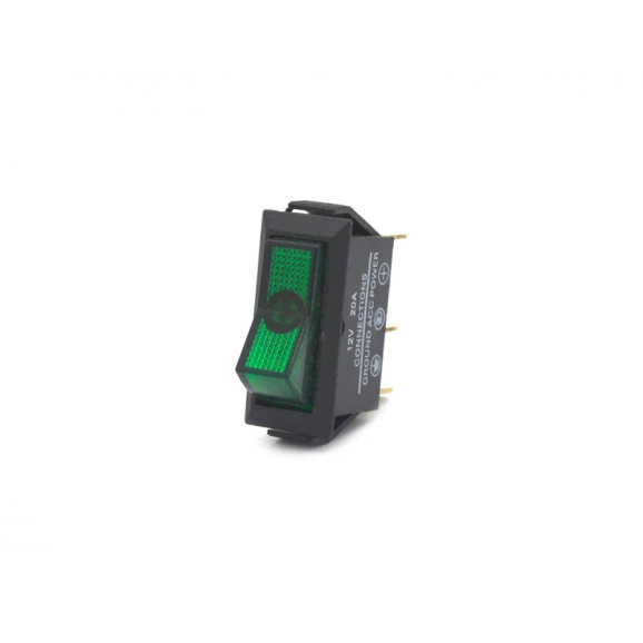 Chave Gangorra / Tecla com 3 Terminais e com Led Liga/Desliga 20A/12Vdc - Verde - ASW-09D - Jietong