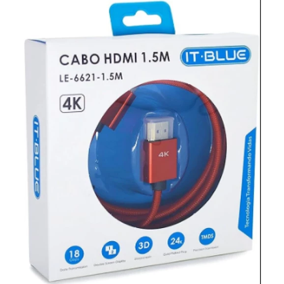 Cabo HDMI + HDMI 4K 1.5M - LE-6621