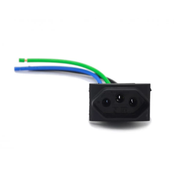 Tomada para Painel 2P+T com Rabicho Preta 20A/250V - EX2401