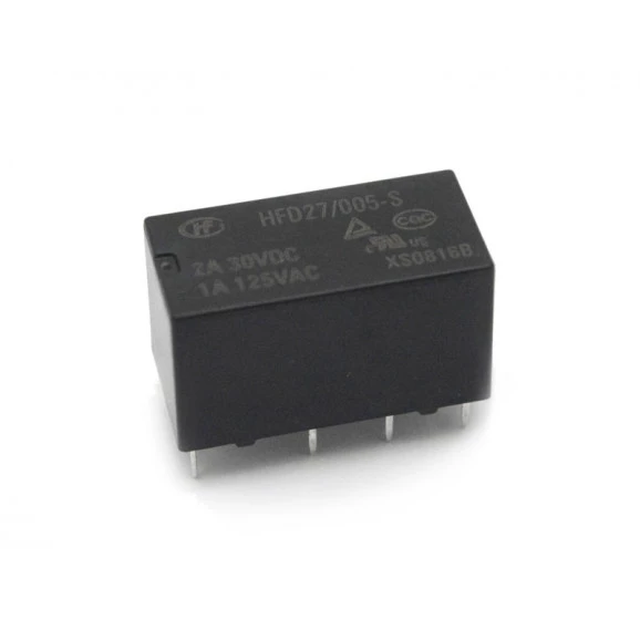 Relé para uso geral 5Vdc 2A DPDT 2 contatos reversíveis HFD27/005-S