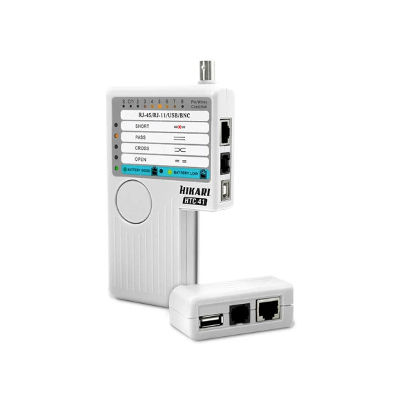 Testador de Cabos RJ45, RJ11, BNC e USB - HTC-41 - Hikari