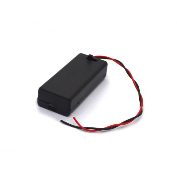 Suporte para 2 Pilhas AAA com Tampa e Rabicho de 15cm - JD15-6038A - Jinda