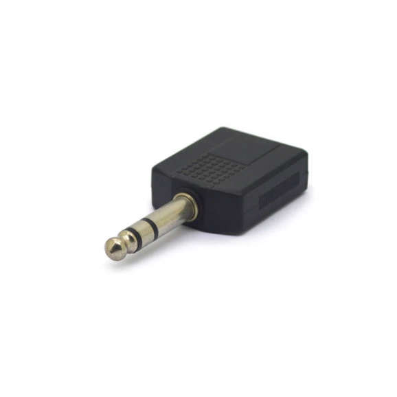 Adaptador Plug P10 6,35mm Estéreo para Jack Duplo Estéreo 6,35mm - JL16038A - Jiali