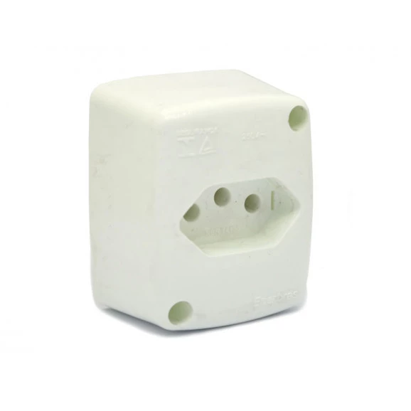 Tomada Branca Sobrepor 2P+T 20A/250V - 053EB - Enerbras