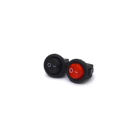 Mini Chave Gangorra / Tecla com 2 Terminais 3A/250 - Preto ou Vermelho - KCD5-101-2