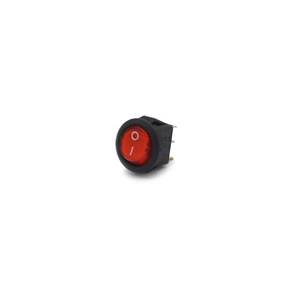Mini Chave Gangorra / Tecla com 3 Terminais com Trava e com Neon Vermelho 3A/250V Desliga/Liga - KCD5-101N-2
