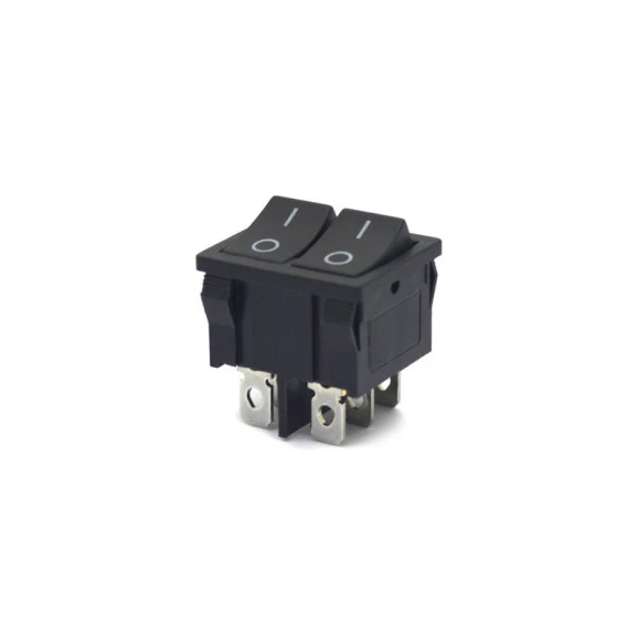 Chave Gangorra / Tecla Dupla com 6 Terminais 6A/250V Preta - KCD5-202