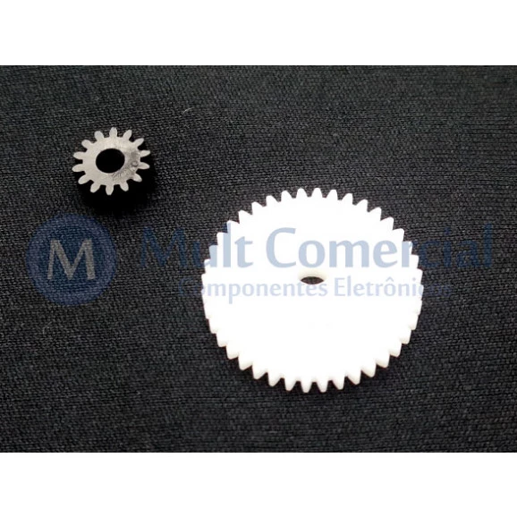 Kit com 2 Engrenagens com Pinhões 14 e 40 Dentes com Furo de 3,18mm - Embalagem com 2 unidades