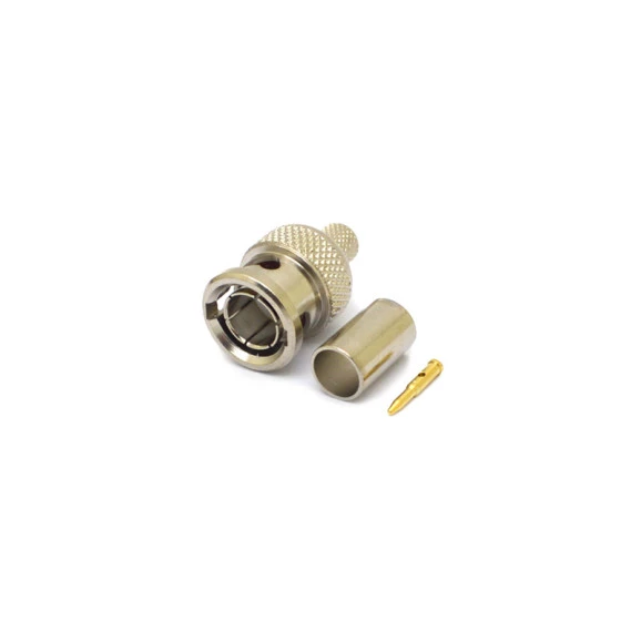 Conector BNC 75 Ohms Macho Reto Cabo Crimpagem RG-59 - LM-75 - Gav 78 - KLC