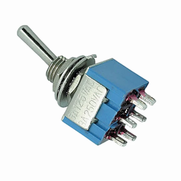 Chave Alavanca com 6 Terminais DPDT 6A/125Vac Liga/Liga - MTS-202