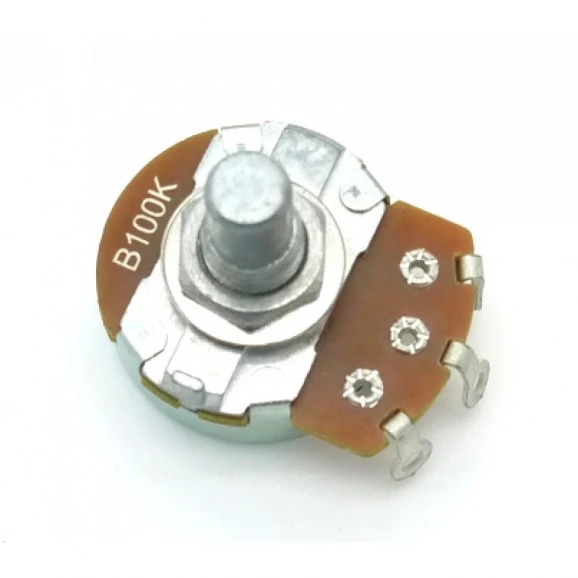 Potenciômetro Alpha 24mm Linear Duplo B100KX2 Ω eixo liso alumínio com 8mm