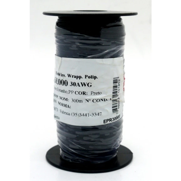 Fio Wire Wrap 30AWG  0.05mm  Preto WPR.A.30.000 Rolo com 300 Metros - Almak