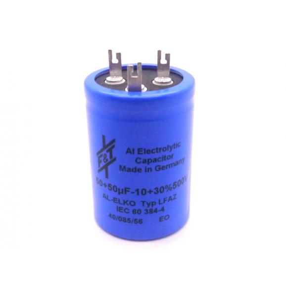 Capacitor Eletrolítico Radial 50uf+50uf/500V - F&T 