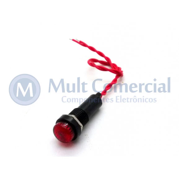 Olho de Boi Neon com Rabicho 220V - Vermelho