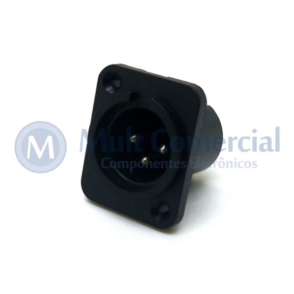 Conector XLR 3 vias Macho Solda Fio Para Painel - JL33046