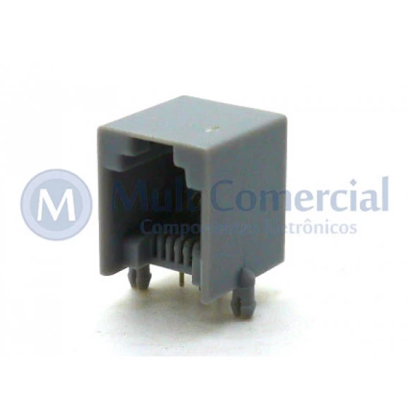 Conector Jack RJ11 6P4C com 4 Vias na cor Cinza - YH55-03