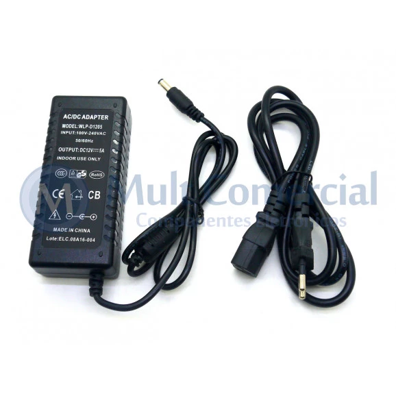 Fonte de Alimentação Bivolt 12V 5A Plug P4 - D1205
