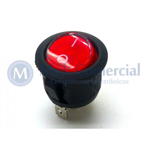 Chave Gangorra Redonda LIGA/DESLIGA Com Led Vermelho - KCD1