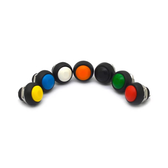 Chave Push-Button com 2 Terminais 3A/250Vac sem Trava Desliga/(Liga) Momentâneo - Diversas Cores - PBS-33B