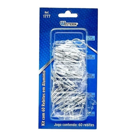 Kit com 60 Rebites Em Alumínio - Western - 1777