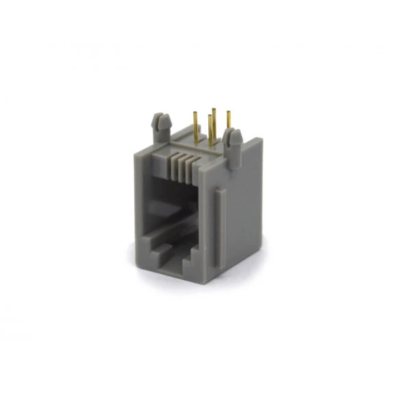 Conector Jack RJ11 YH55-01 90º 4P4C Cinza