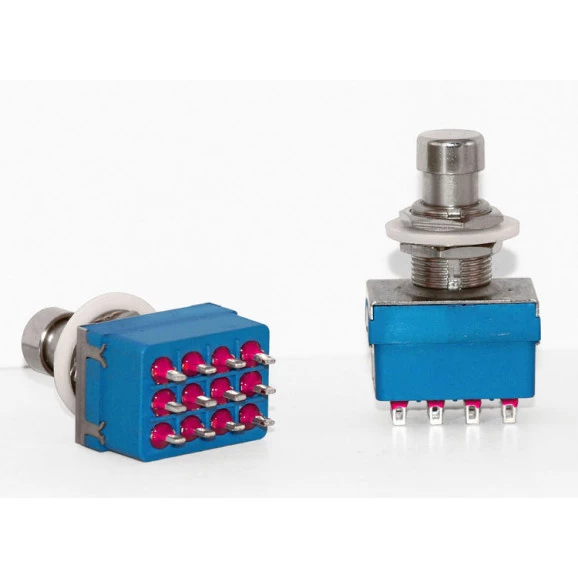 Chave Foot Switch 4PDT Super ByPass na cor Azul para solda fio - SW4PDT#2