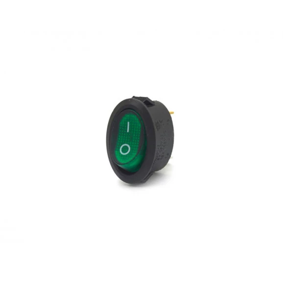 Chave Gangorra / Tecla Oval com 3 Terminais 6A/250V com Neon Verde - KCD1-115N