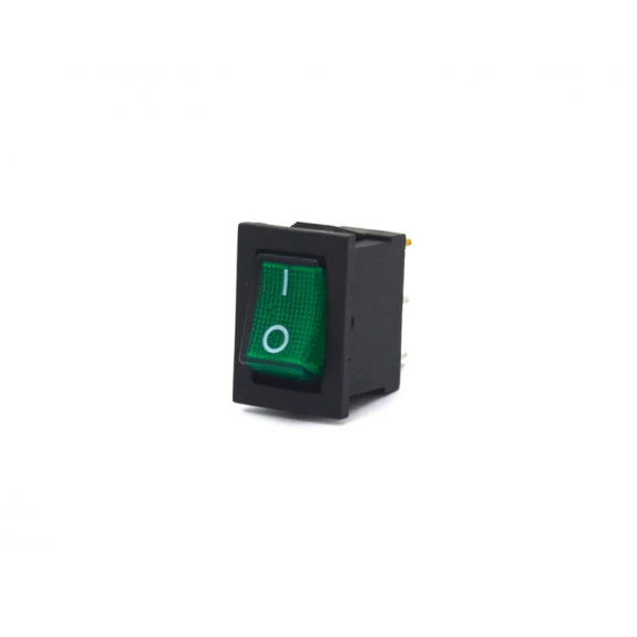 Chave Gangorra / Tecla com 3 Terminais 6A/250V Verde com Neon - KCD1-102N
