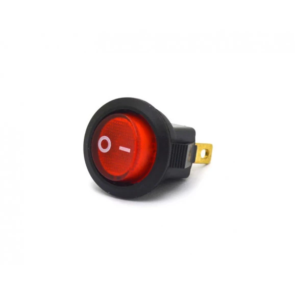 Chave Gangorra / Tecla Redonda Liga/Desliga com Led Vermelho - SMRS-101N-2C3 - Jietong
