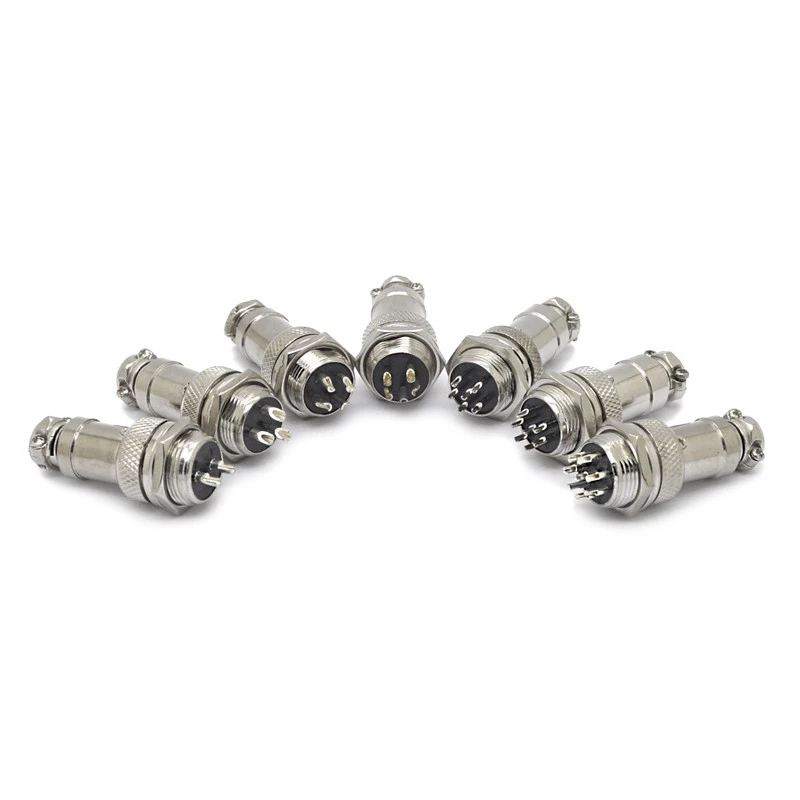 Mike e　シルバーリング⑥ Conector Mike Macho para Painel e Fêmea para Cabo M16 - 2 a 8 Vias