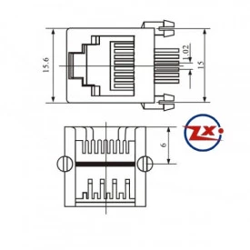 Conector Jack RJ45 8P8C-YH55-11 90º com 8 Vias Blindado 