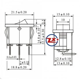 Chave Gangorra / Tecla com 3 Terminais 6A/250V Azul com Neon - KCD1-102N/B2