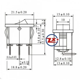 Chave Gangorra / Tecla com 3 Terminais 6A/250V Vermelho com Neon - KCD1-102N/B2