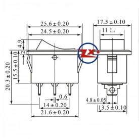 Chave Gangorra / Tecla Oval com 3 Terminais 6A/250V com Neon Azul - KCD1-115N