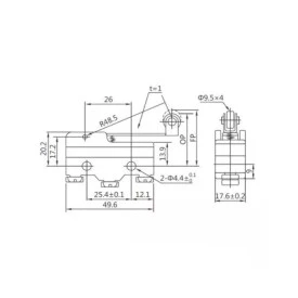 Chave Micro Switch com Haste de 48mm e Roldana - KW-15GW22-B
