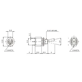 Chave Alavanca Metálica Unipolar Solda Fio 3A/120V ou 1A/250V 17.108 (Liga)(Liga) - 17.108 A2B1STSE - Margirius