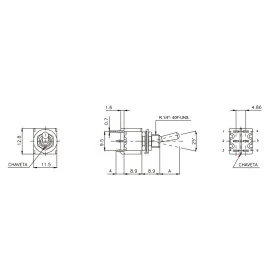 Chave Alavanca Metálica Bipolar Solda Fio 3A/120V ou 1A/250V 17.201 Liga/Liga - A2B1STSE - Margirius